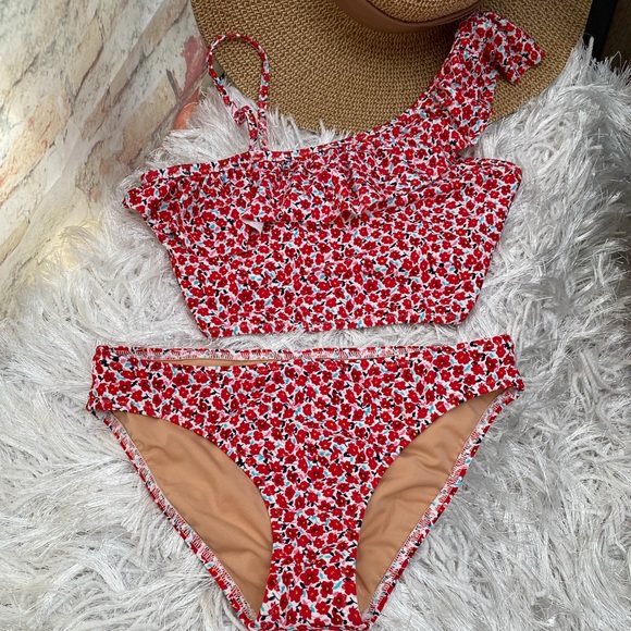 J. Crew Factory New Big Girl’s Floral One-Shoulder Ruffle 2-Piece Bikini - Picture 8 of 8